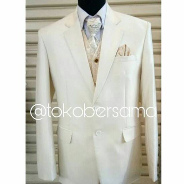 Jas pengantin putih BW polos/jas wedding putih Bw/jas formal putih gading/semi woll premium