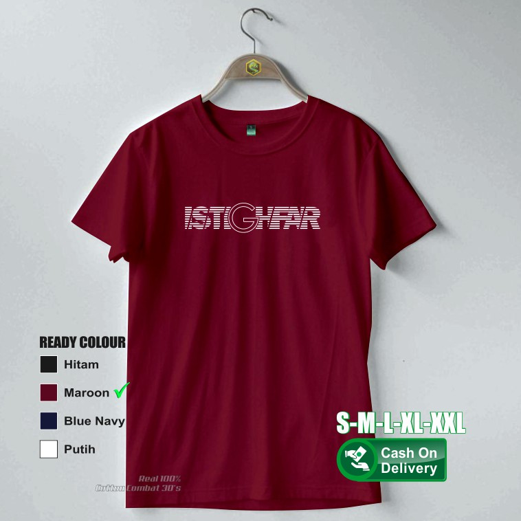 Kaos Istigfar Line / Kaos Muslim / Kaos Dakwah / Kaos Outdoor / Kaos Distro / kaos islami djalur-Maroon