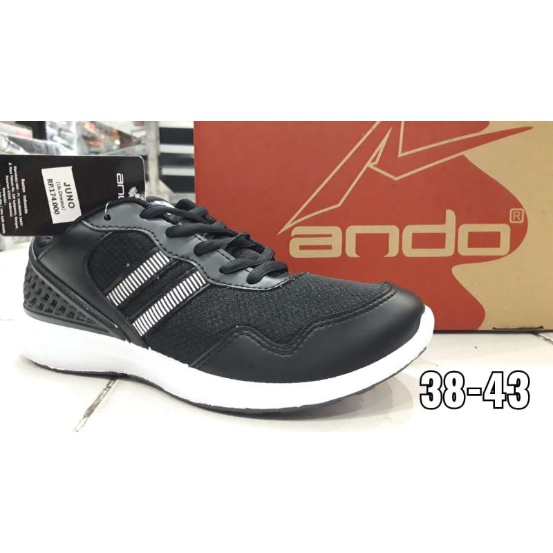 Sepatu Sneakers Ando JUNO / Sepatu Hitam Putih Original By Ando