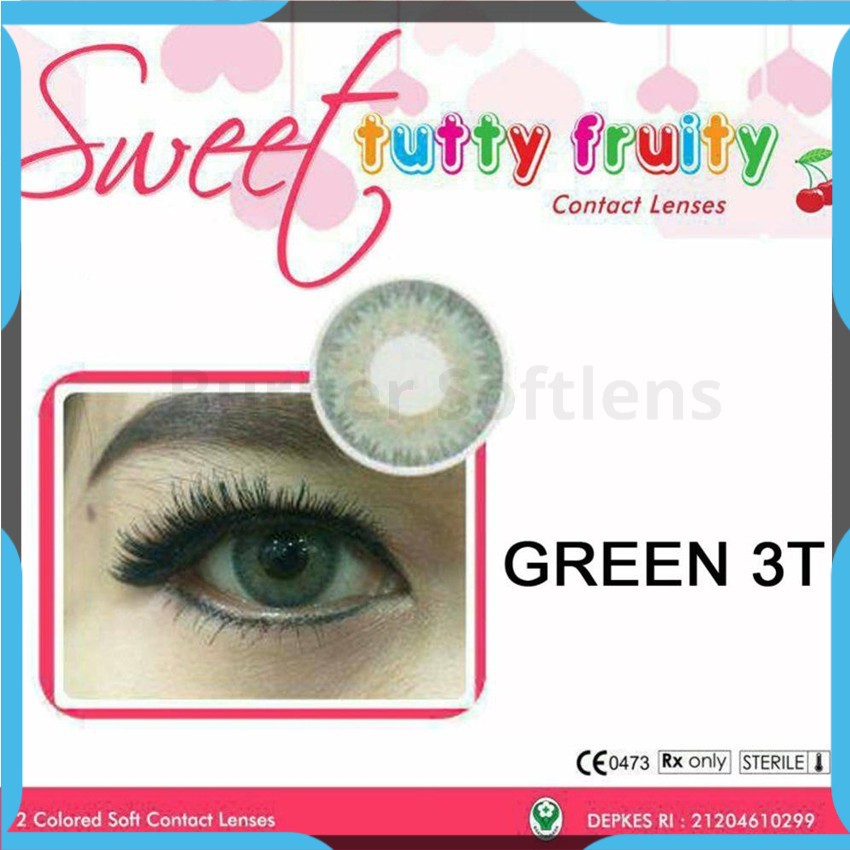 softlens SWEET GREEN 3T by TUTTY FRUITY (NORMAL/-5.50) lensa kontak mata Softlen Normal minus