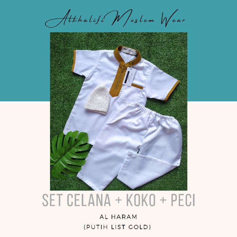 Diskon SET KOKO PAKISTAN AL HARAM LENGAN PENDEK bayi Aqiqah by Alkhalifi Moslem Wear