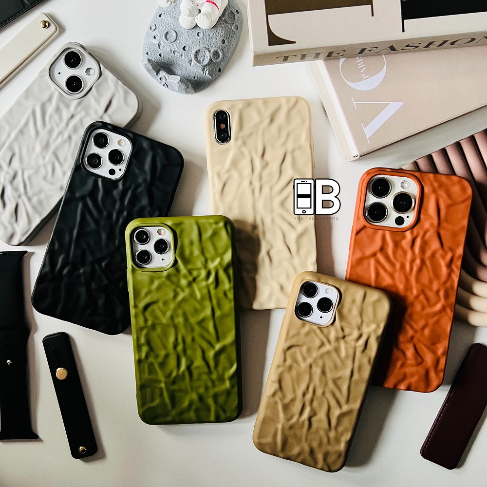 WRINKLE PATTERN Texture Doff Casing Kerut Keriput Warna Monochrome Case iPhone X XR XS 11 12 13 PRO MAX