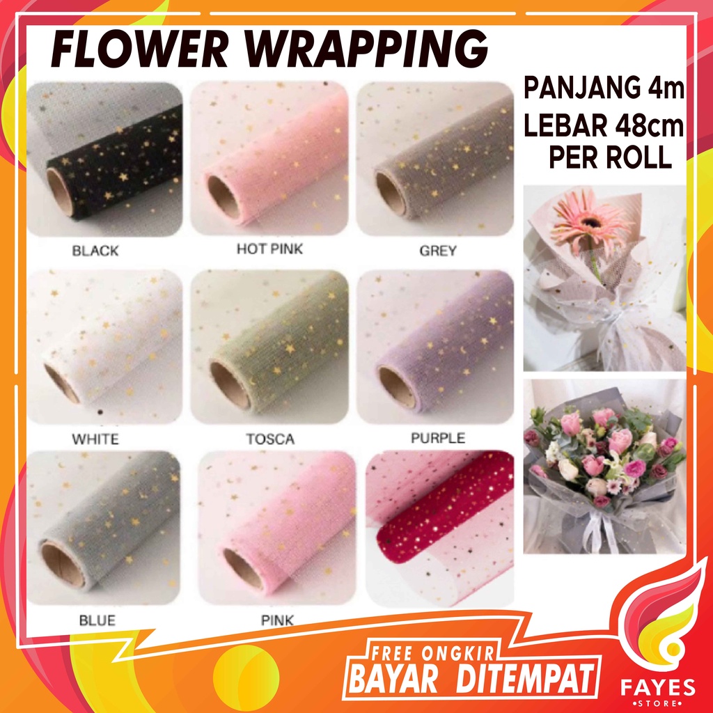 

FAYES COD Flower Wrapping Paper / Kertas Buket Jaring Roll Pembungkus Bunga Hand Bouquet / kertas cellophane KB47