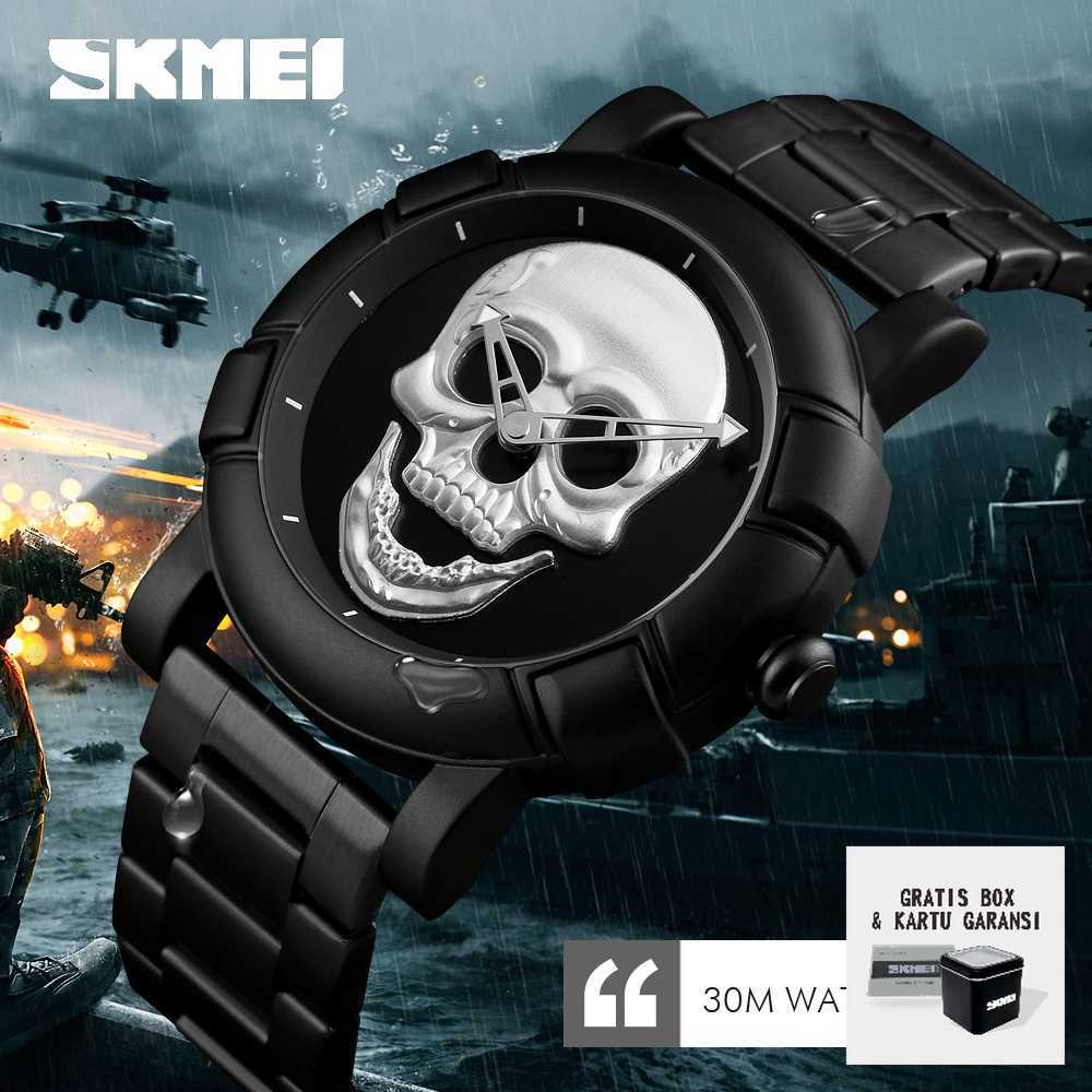 Jam Tangan Analog Pria Motif Tengkorak - Jam Keren - Jam Original - Jm Tangan - Jam Tangan