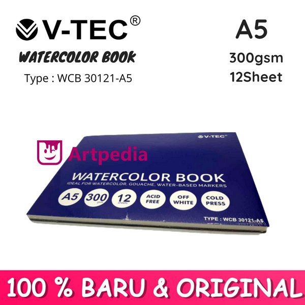 

Termurah V-TEC WATERCOLOR BOOK A5 300GSM 12 SHEET COLDPRESSED Type-WCB30121 Special