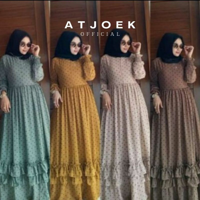 Jual Naira Baju Polkadot Dress Gamis Muslim Wanita Premium Terbaru