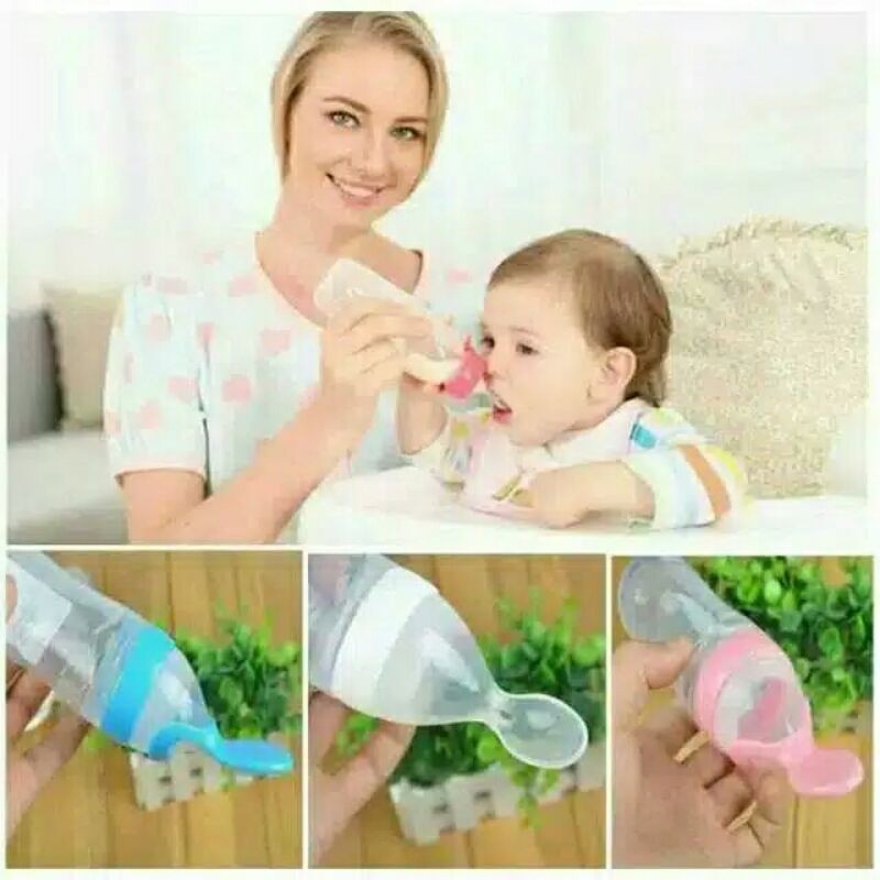 Botol Sendok Silikon Bayi Grade Food 90 Ml Untuk Bubur/Mpasi