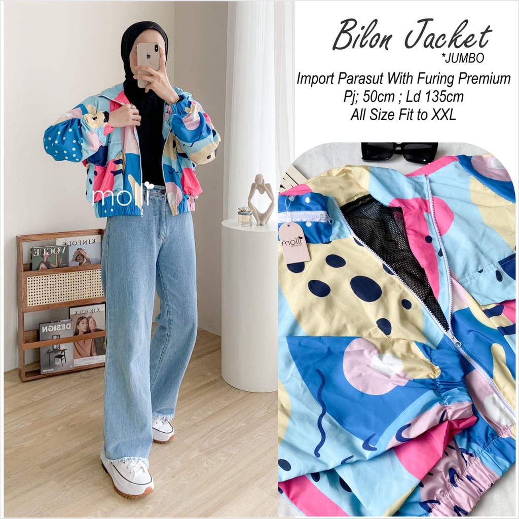JACKET PARASUT ALLSIZE MOTIF AESTHETIC GEMES ~ BAHAN PARASUT IMPORT WITH FURING ~ BILON JACKET JUMBO