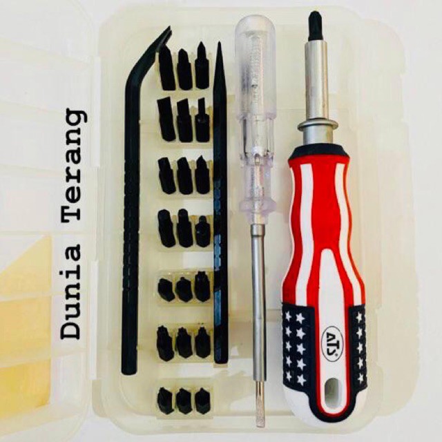 Obeng Set 25pcs ATS Screwdriver Set USA Handle + Testpen