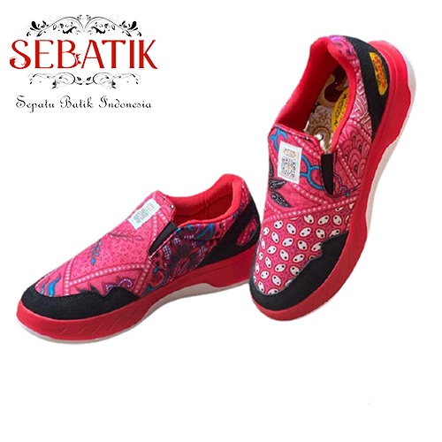 [ORIGINAL PRODUK BY SEBATIK] Sepatu Batik Indonesia SB - 02 (Pink Bluss) - Sepatu Casual Lokal Origi