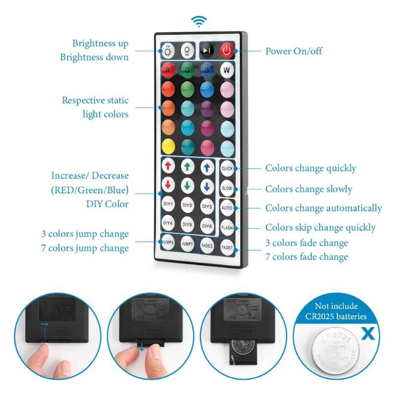 Controller led strip RGB 2 Cabang remote besar IR 44 tombol