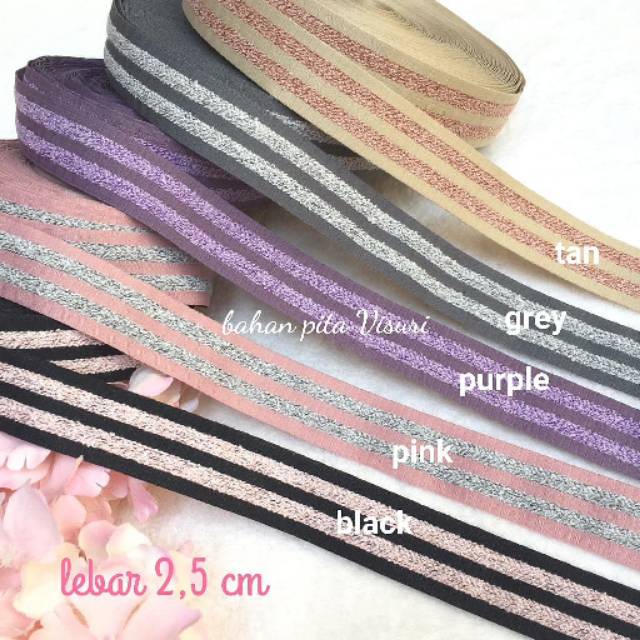 Pita Kain Garis Handuk 2,5cm per yard (90 cm)