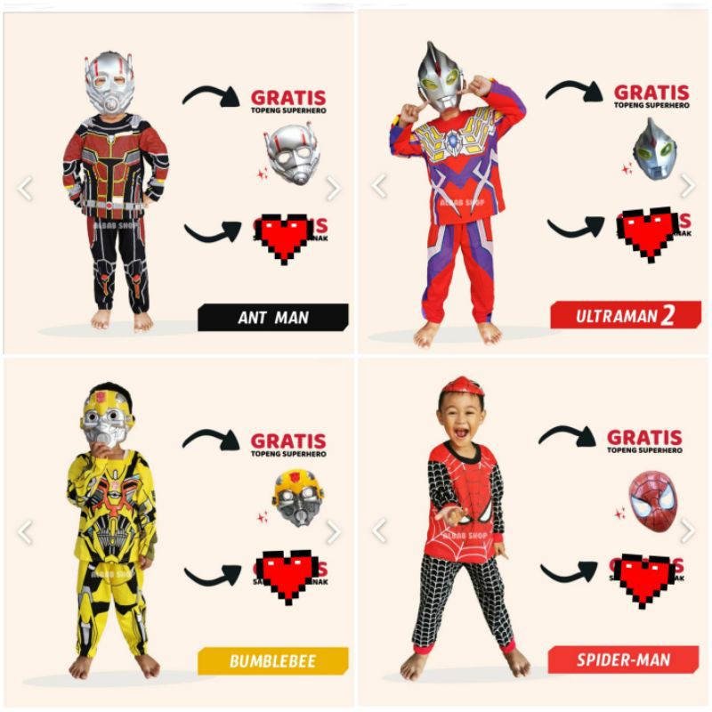 SETELAN CUSTOM ANAK AVENGERS MARVEL KIDS SUPER HERO SPIDERMAN SUPERMAN CAPTAIN AMERIKA BATMAN MURAH