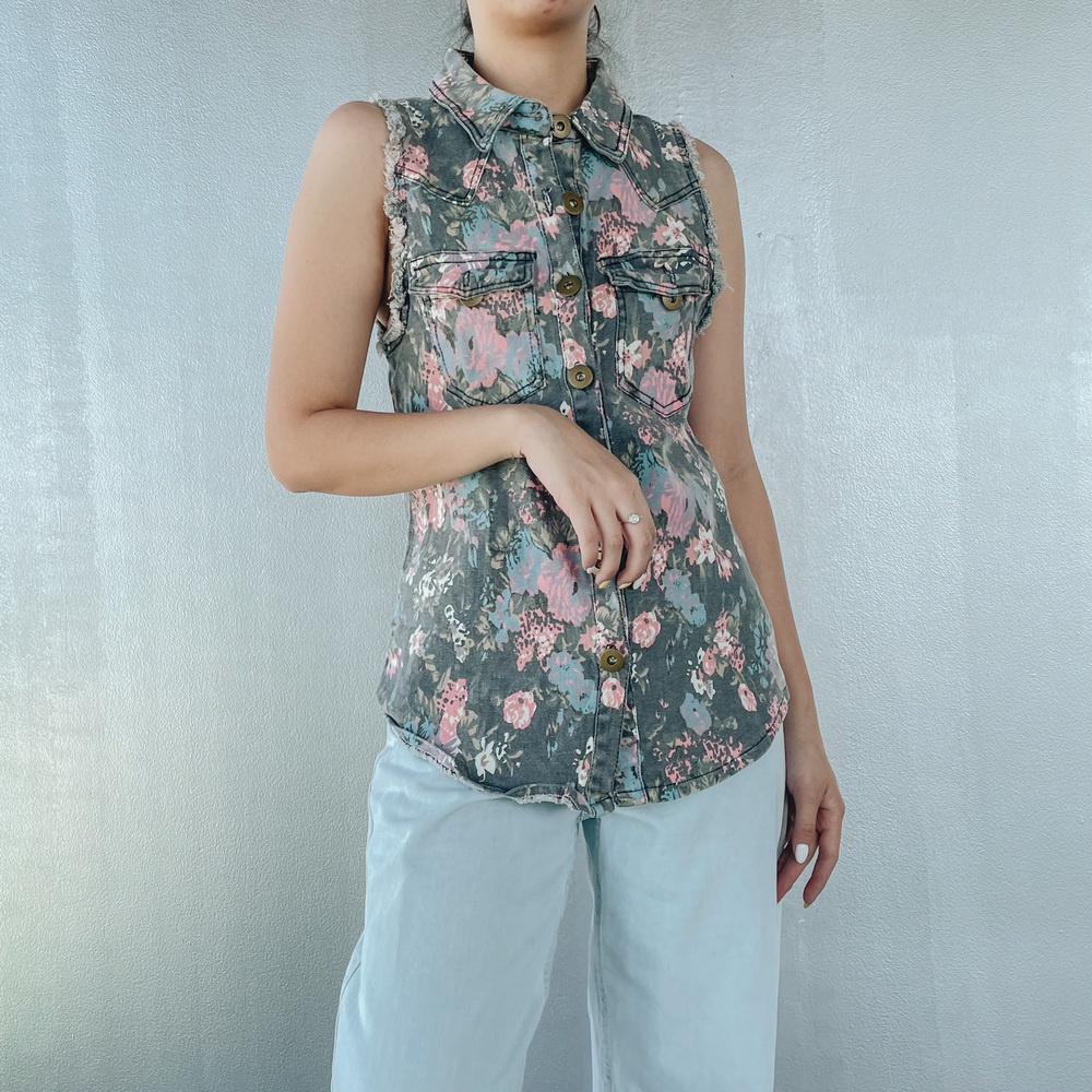 Yuan Market - Vest Jeans Flo Panjang