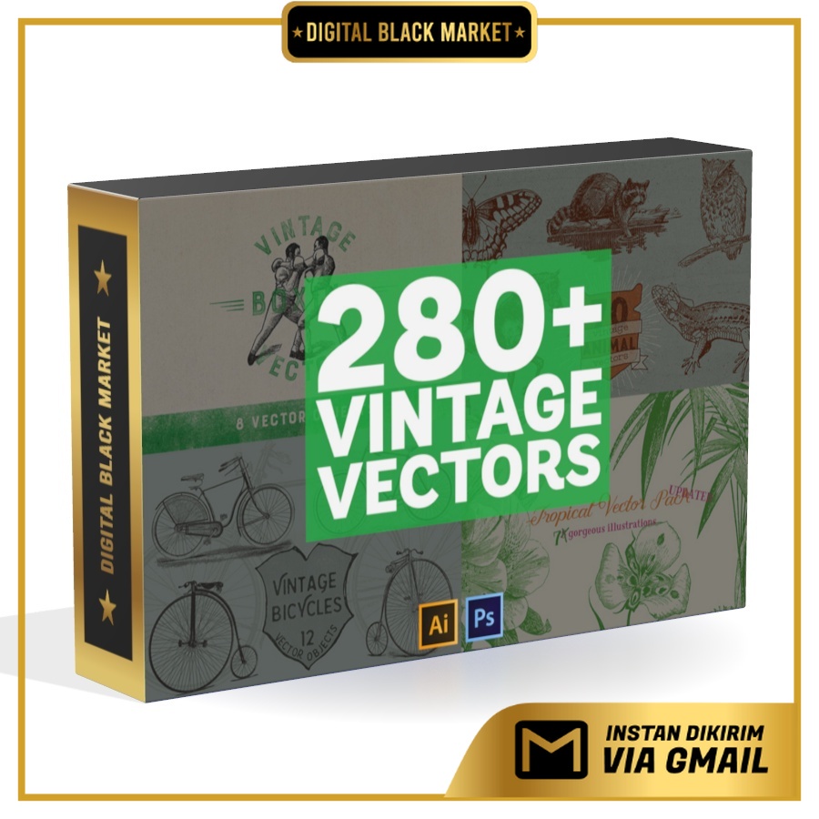 280+ Vintage Vectors Mega Bundle - Photoshop &amp; Illustrator