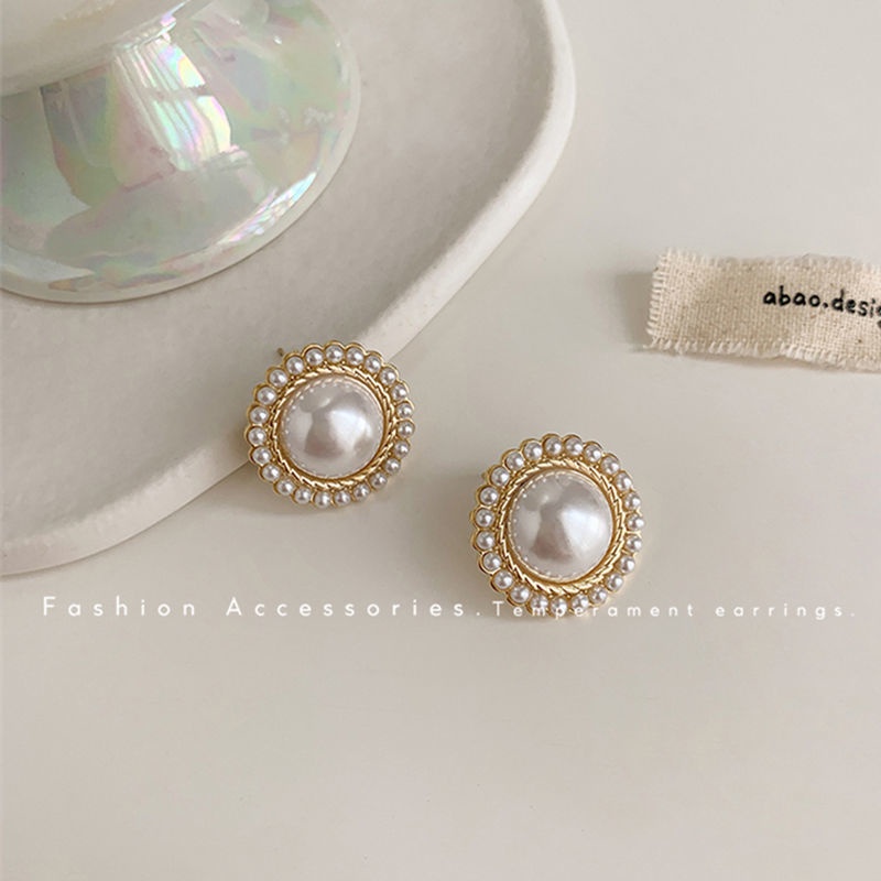 Anting Mutiara Prancis Sterling Silver 925 Desain Fashion intage Earrings Women Metal Earing Hanging