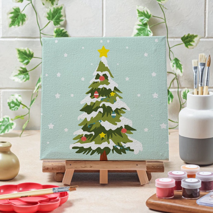 

(DISKON TERMURAH) Paint by number Pohon Natal diy painting canvas 20x20 alat lukis - Christmas Tree, 15x15