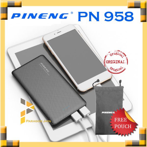 #GudangSatu - Pineng PN-958 Powerbank Pineng PN 958 Power Bank 10000 mAh Black
