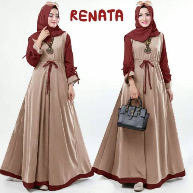 B01 Isna MX Renata/ Busana Gamis muslimah yg anggun/ Maxy wanita kekinian terbaru/ maxy pesta cantik