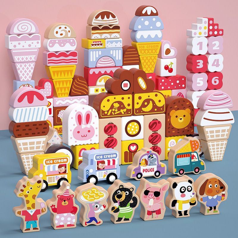 [READY] Wooden City Building Block Ice Cream