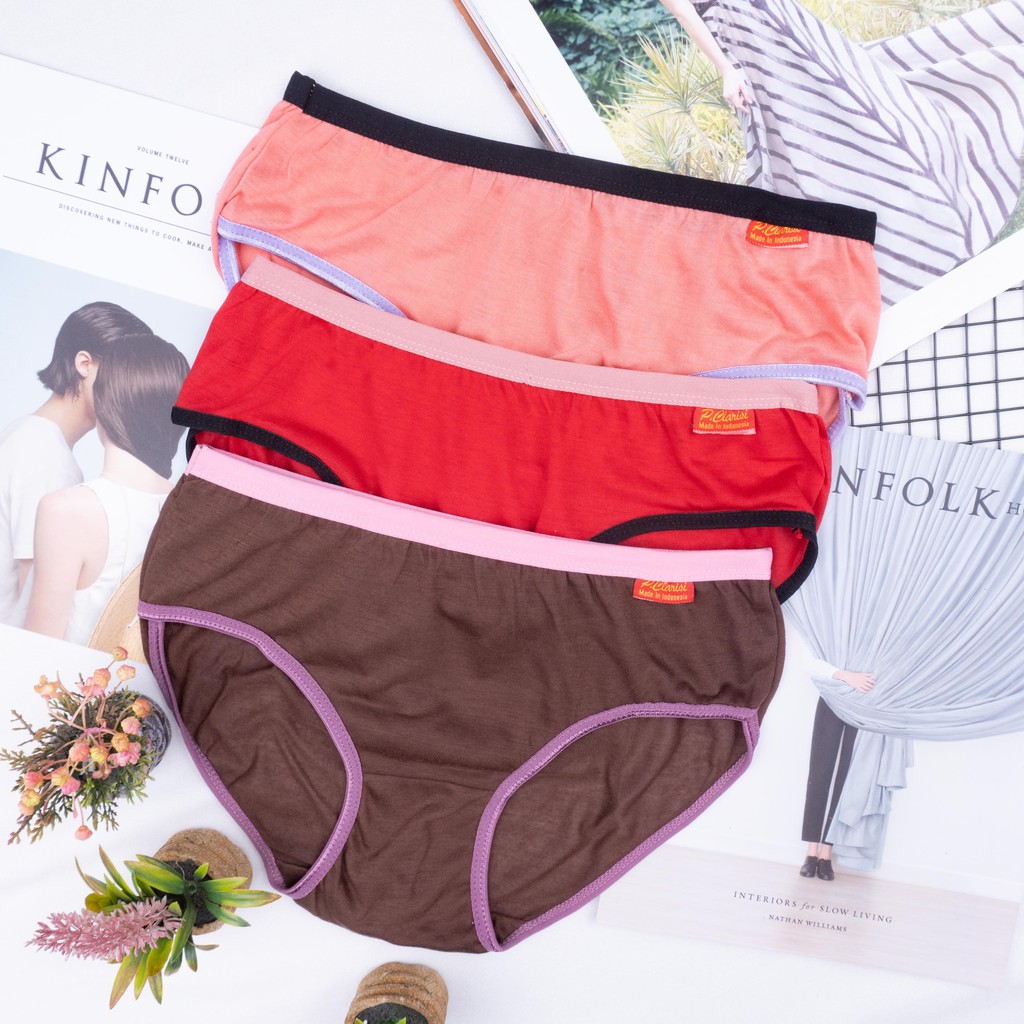 BEE - Celana Dalam Wanita Karet Love | Cd Undies Import Karet Rainbow M L XL XXL