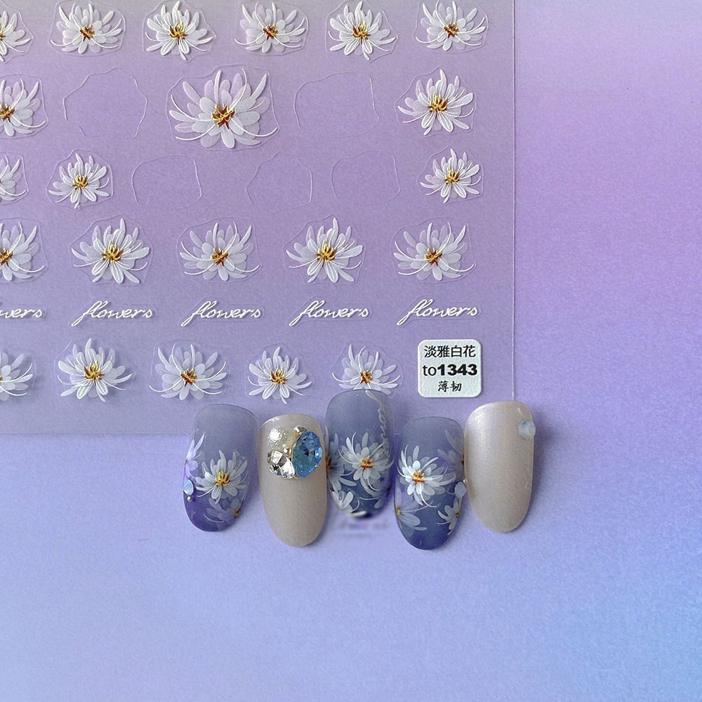 1Sheet Translucent White Flower Nail Art Sticker/Water Transfer Nail Decal / Manicure Art Decorations / Nail Makeup Tools