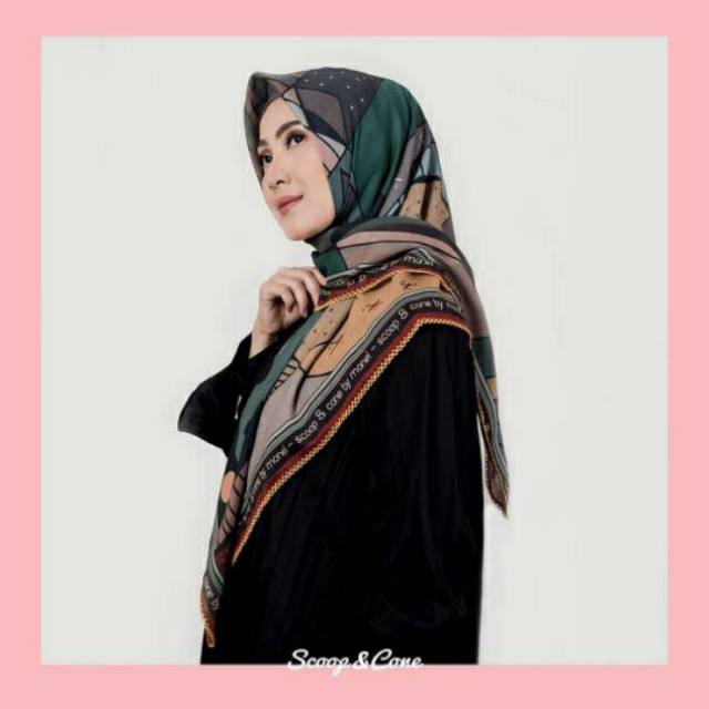 Hijab segiempat scoop and cone monel