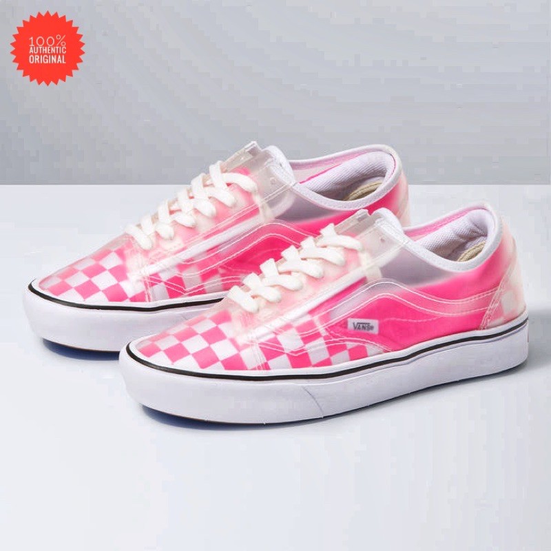 Vans ComfyCush Slip-Skool Checkerboard Knockout Pink/True White