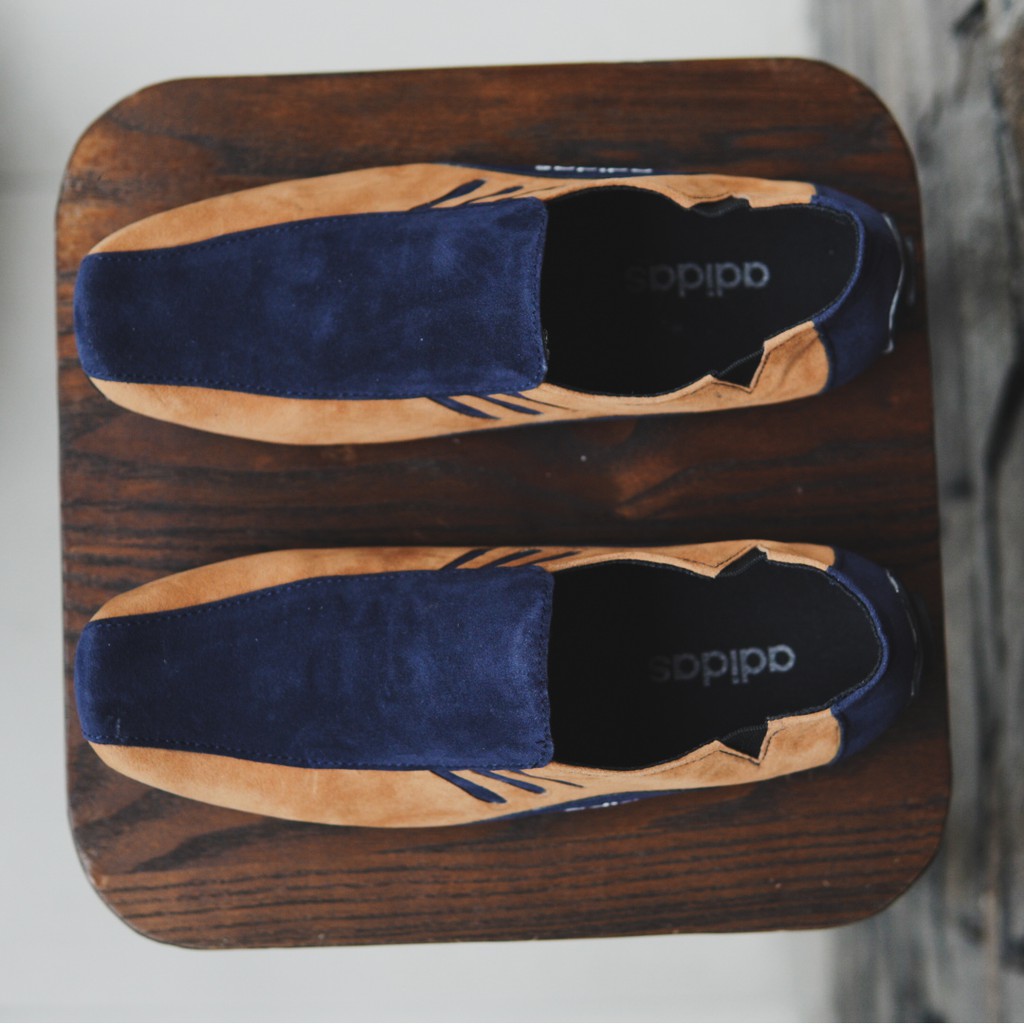 sepatu pria slop adidas neymar navy coklat bahan suede