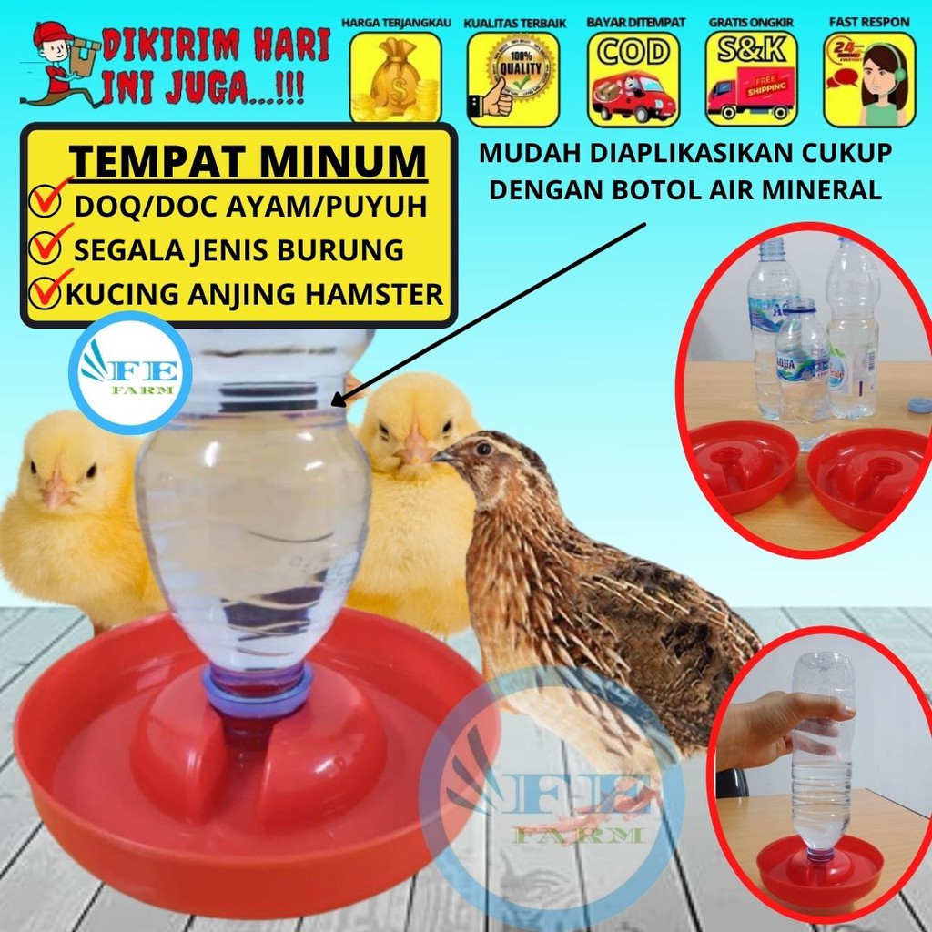 TEMPAT MINUM OTOMATIS DOC, DOD, DOQ UNGGAS PUYUH AYAM MERPATI KUCING HAMSTER FEFARM