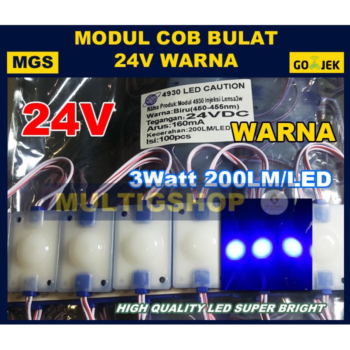 100Pcs Modul 4930 COB Bulat 24v - Warna