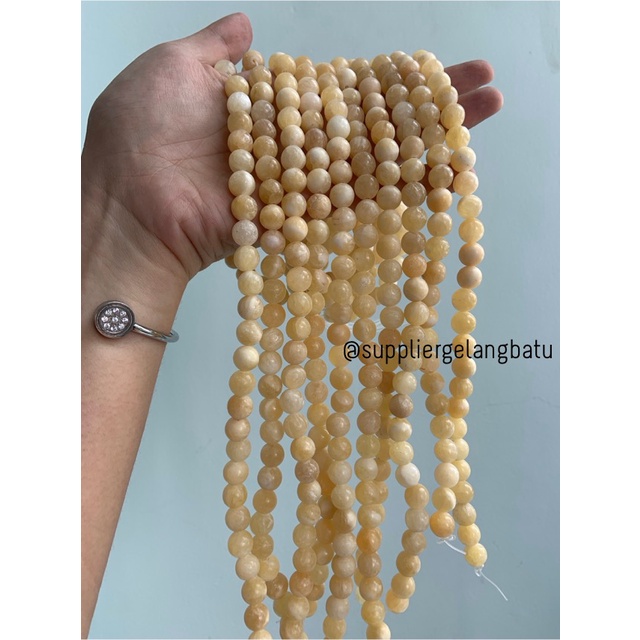 bahan batu Manigajah 10mm kuning natural akik corak retak SOFT YELLOW