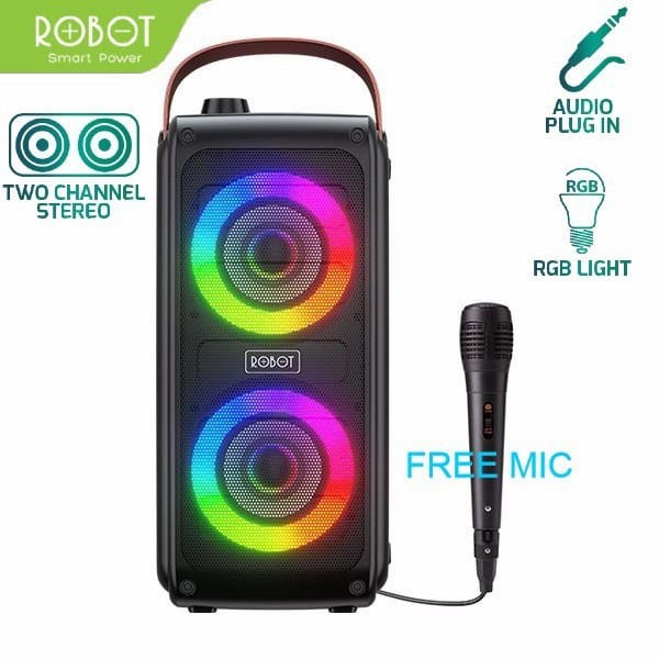 C_     SPEAKER ROBOT RB490 BLUETOOTH 5.0 PORTABLE KARAOKE WITH MICROPHONE