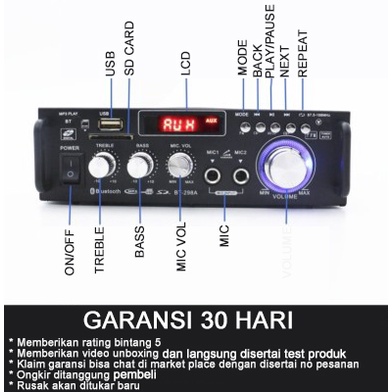 【siap】BT-298A 300+300W Ampli Amplifier Bluetooth Audio Karaoke Home Theater Bluetooth EQ Audio Amplifier Karaoke Home Theater FM Radio 600W
