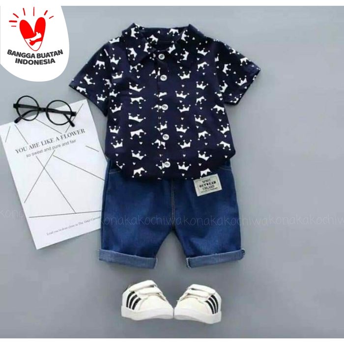 setelan kemeja anak 2-4 tahun setelan kondangan bayi anak cowok laki laki bahan babyterry baju pesta
