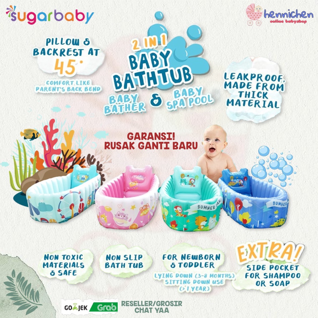 Sugar Baby 2in1 Baby Bath Tub / Bathtub Bak Mandi Karet Bayi / Anak Inflatable