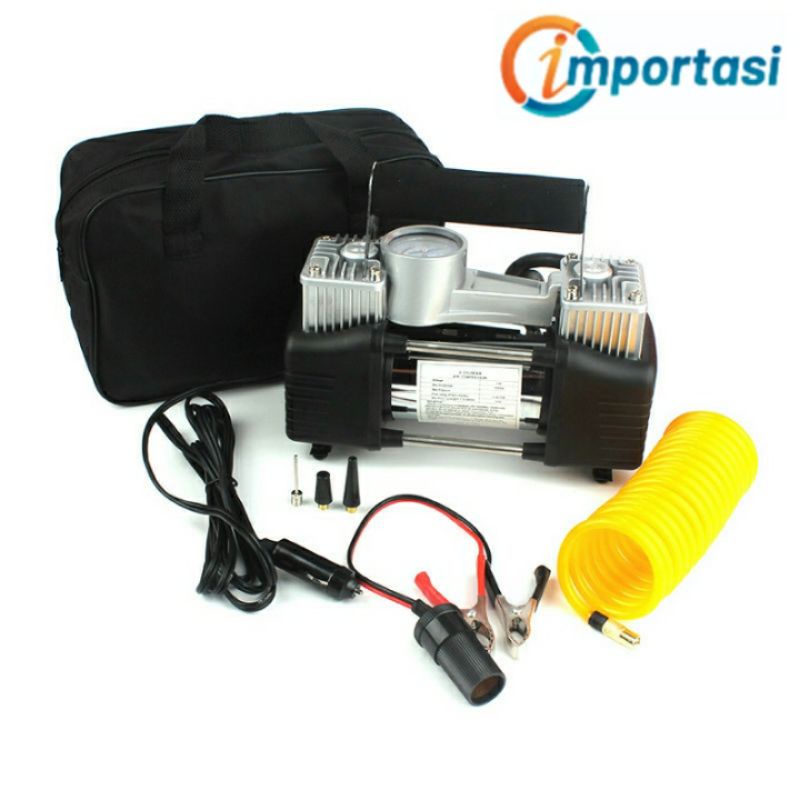 Pompa Ban Motor Mobil Dual Silinder Super Fast Compressor 12V 100 Psi