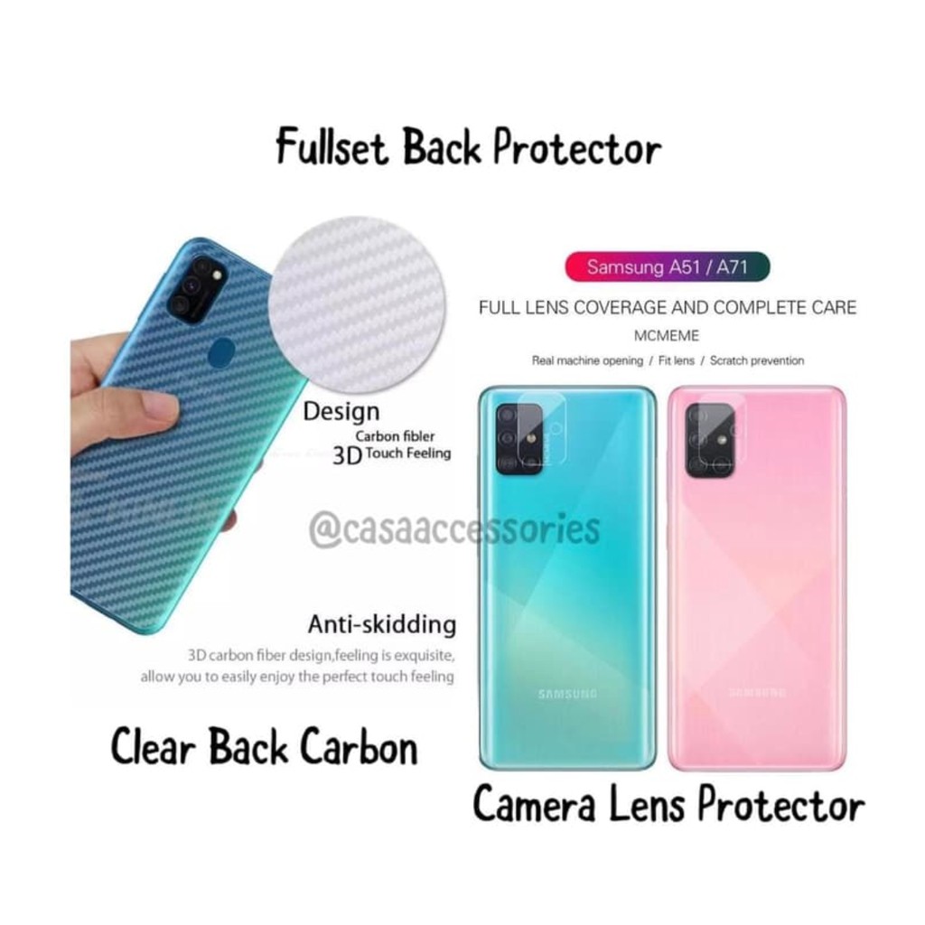 CASA Camera Lens Protector + Back Carbon Protector Samsung A51 2020