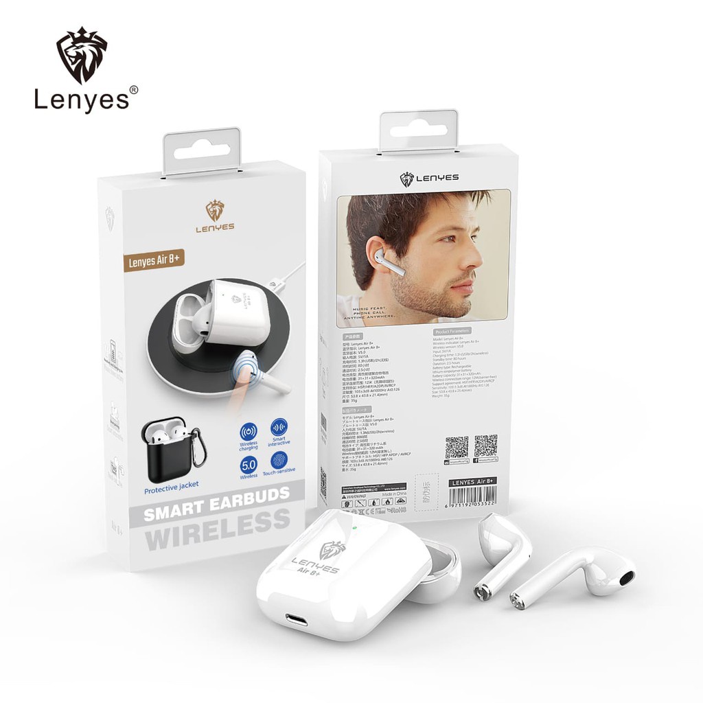 LENYES AIR 8+ TWS wireless bluetooth 5.0 earbuds smart touch earphone original