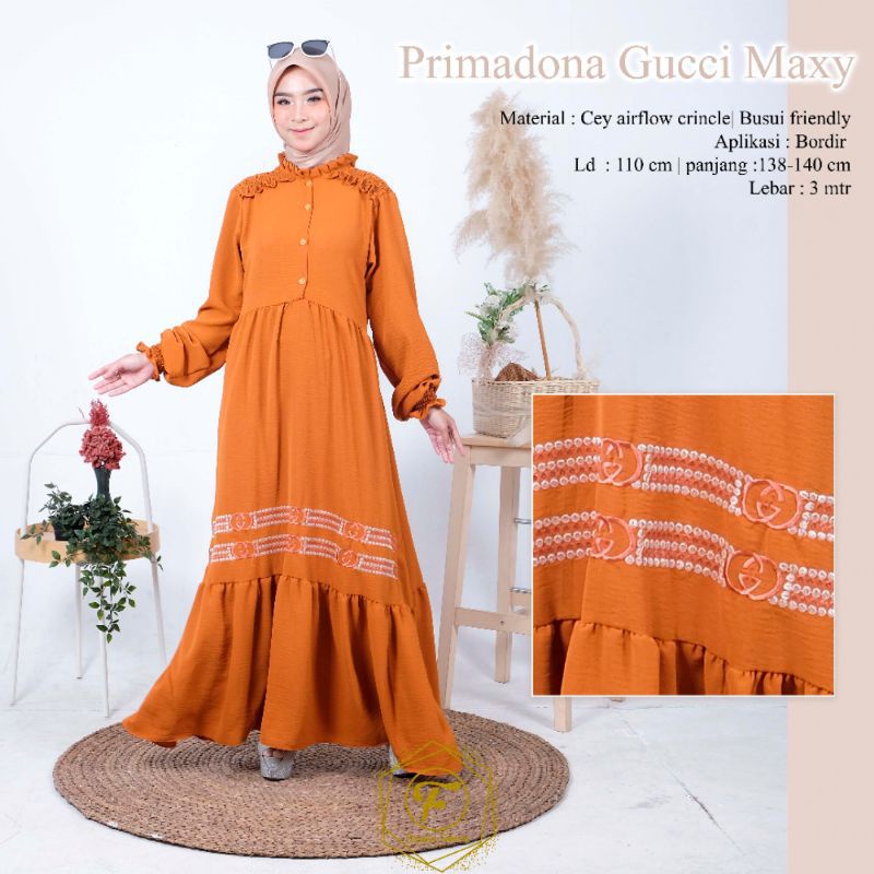 Gamis Syari Dress Primadona Gucci Maxy Orange Original Feriska | Kartasasmita