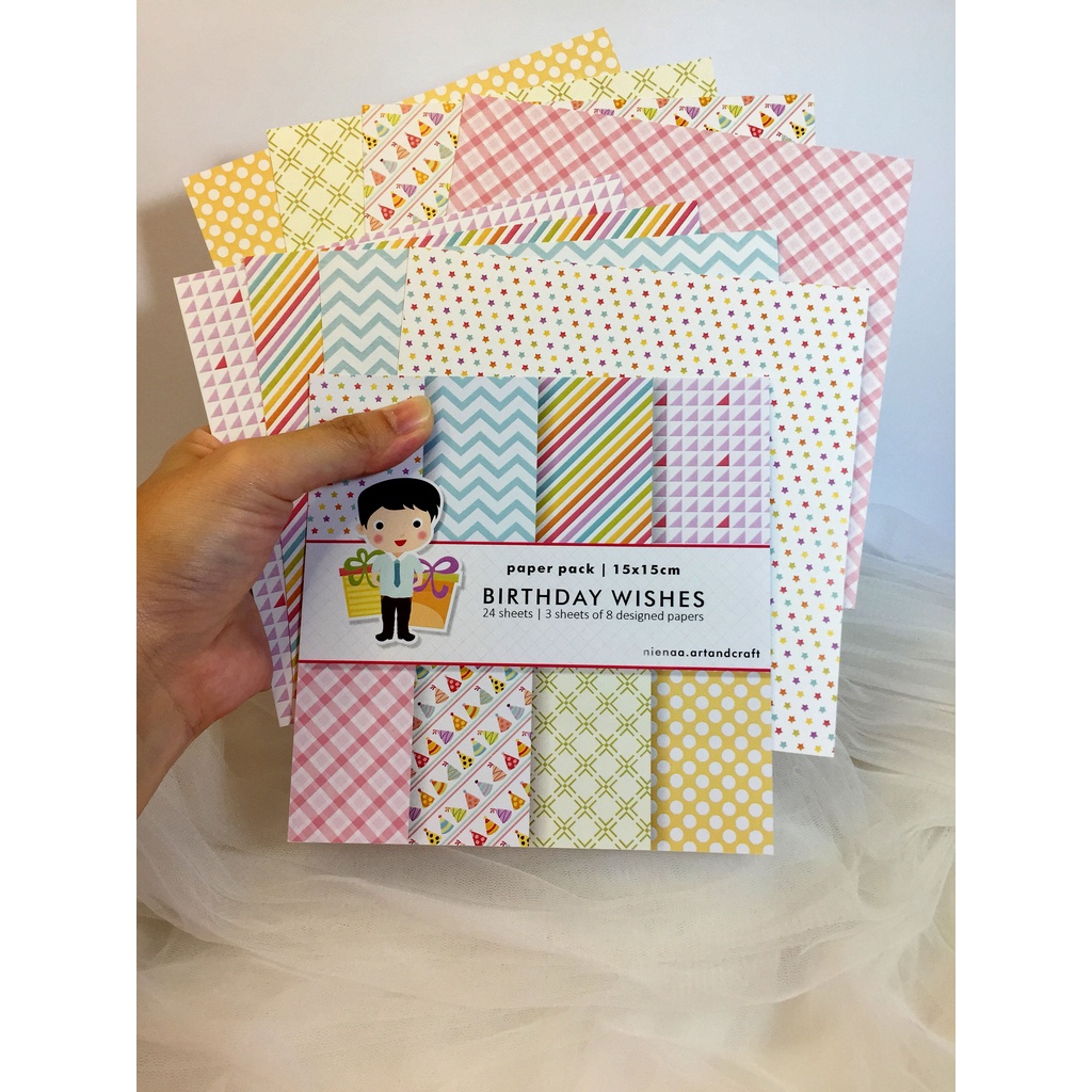

Scrapbook Paper | Bahan Scrapbook Kertas Bujo Journaling 15x15cm | Birthday Ulang Tahun