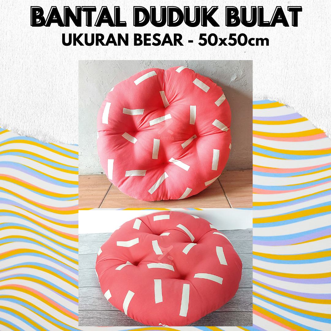  Bantal  Duduk  Bulat  Kursi Lesehan 50x50 Besar Motif Pink 