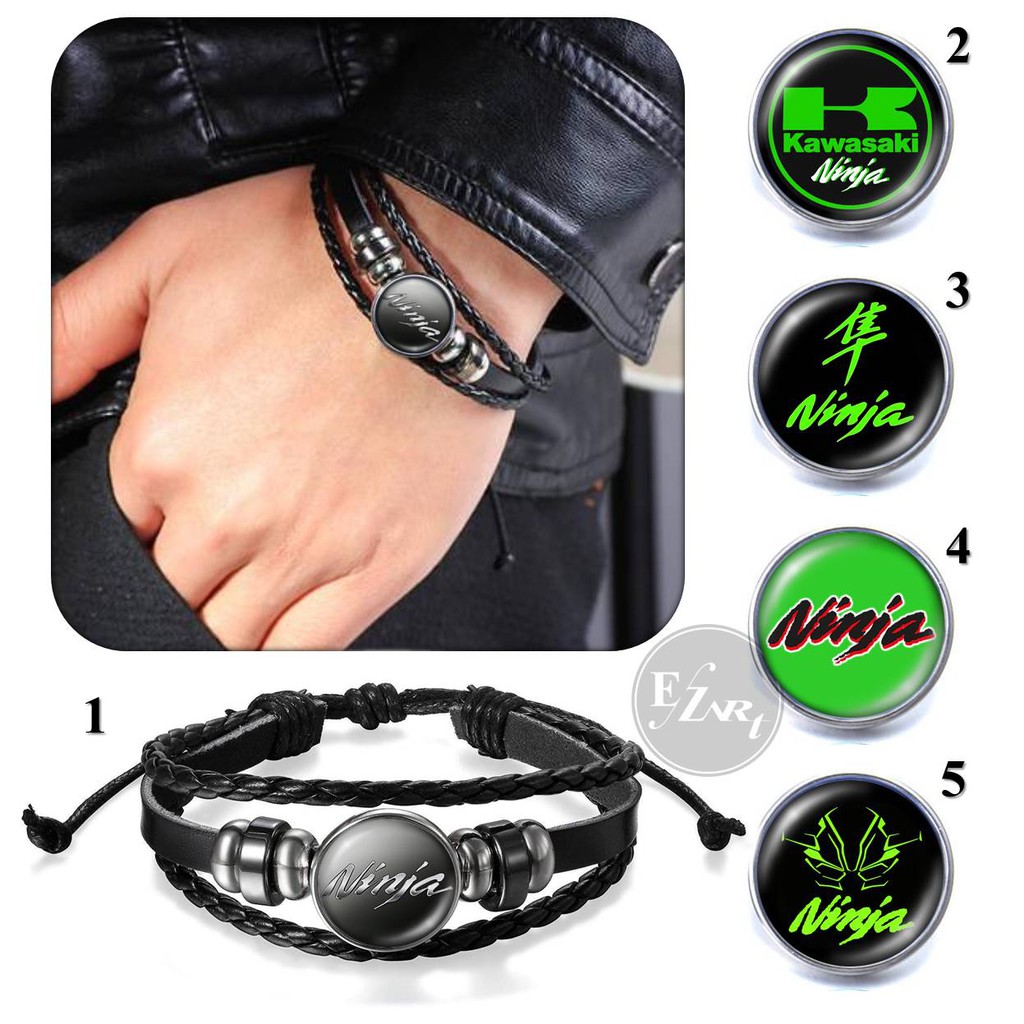 GELANG CUSTOM LOGO NINJA MOTOR KOMUNITAS KAWASAKI KULIT KEPANG MULTILAYER