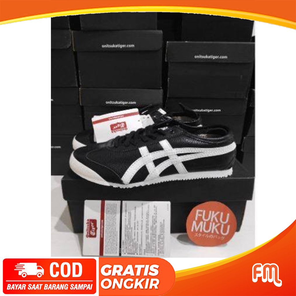 Sepatu Onitsuka Mexico 66 Black White Leather BNIB