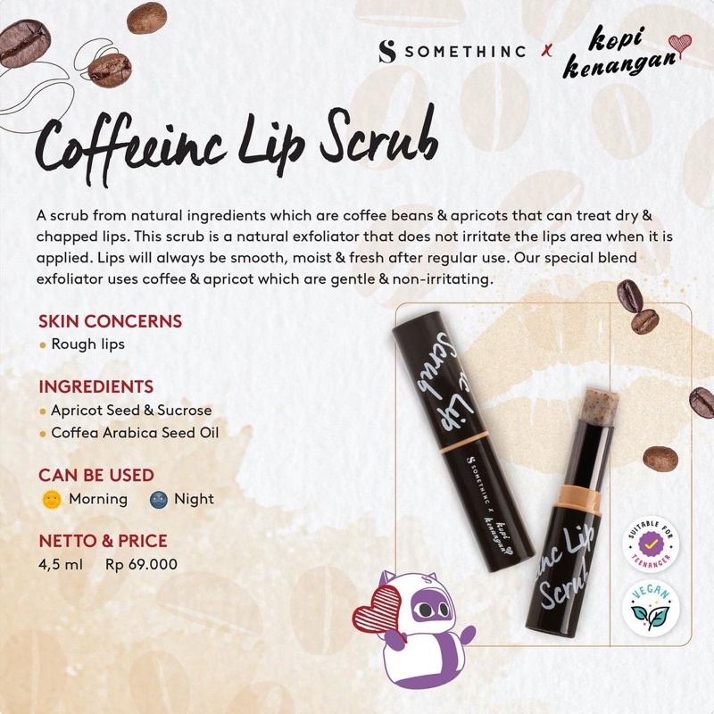 SOMETHINC Coffeeinc Indonesia / Lip Body Scrub Coffee Facial Wash Cleansing Essence Mist Toner Serum Ampoule Eye Cream Creme Eye Gel Sunscreen Sleeping Mask Masker Moisturizer  Lotion / Cushion Powder Eyebrow Eyeliner Mascara Lipstick Tint Sugar Wax Paket