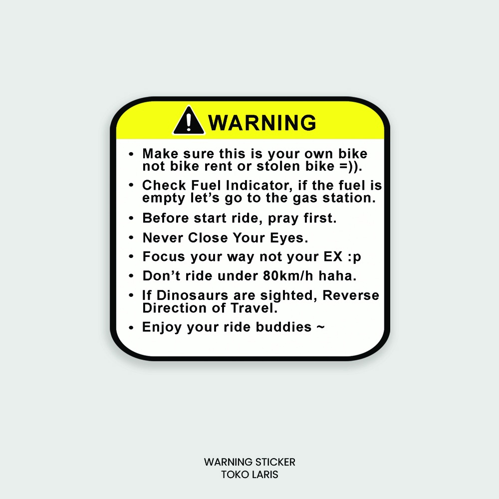 Sticker &quot;Warning&quot; Untuk Laptop, Tumblr, Helm, Case | Sticker Laptop, Sticker Tumblr