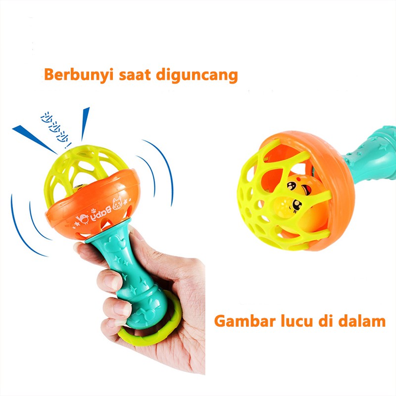 HIPPO LAND Mainan Kerincingan Bayi / teether rattle stick/mainan gigitan bayi BPA FREE 73-74