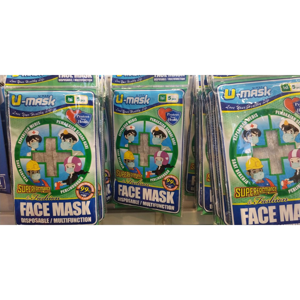 Masker U Mask Earloop 3ply isi 5pcs warna abu abu Shopee Masker U Mask Earloop 3ply isi 5pcs warna abu abu Shopee