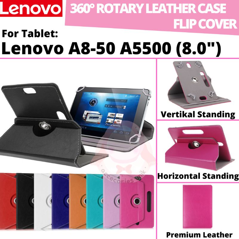 Lenovo Tab Tablet A8 50 A8-50 A5500 8 Inch 8.0 Inci Rotary Case Leather Flip Casing Book Cover Kesin