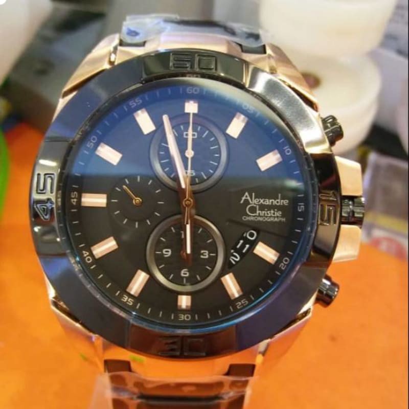 Jam Tangan Pria Alexandre Christie AC6244 Hitam Rose Gold